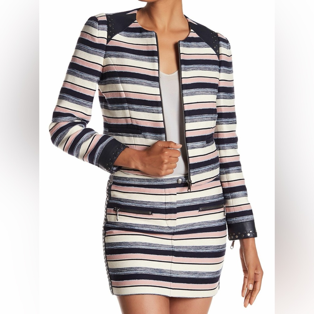 Rebecca Minkoff ⚜️ Women's Striped Stanford Lambskin Leather Jacket